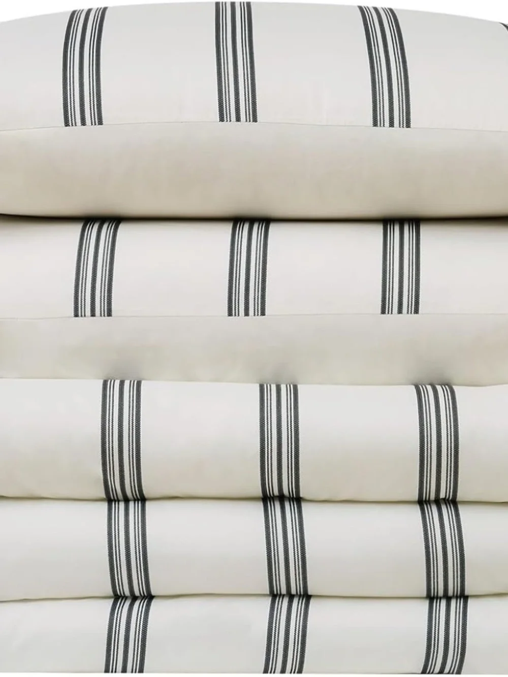 TRULY SOFT Millenial Stripe Ivory and Black Polyester 2-Piece Twin XL Duvet Set